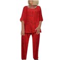 thumbnail image 2 of Ensembles pour Femmes, T-Shirt à Col Rond Imprimé à Manches Mi-Longues, Chandail à Enfiler, Hauts + Pantalon, Ensemble 2 Pcs en Liquidation, 2 of 6