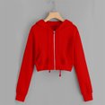 thumbnail image 3 of Timegard Zip up Hoodies for Women Plus Size Cropped Sweatshirts Long Sleeve Shirts Pullover Solid Color, 3 of 5