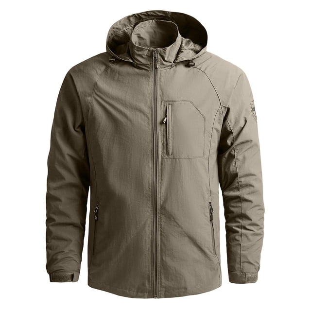 SHOPESSA Men's Lightweight Rain Jacket Waterproof Raincoat Windbreaker Hooded Active Outdoor Shell Jacket for Hiking Work