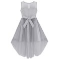 thumbnail image 2 of Robe Fille Grise en Tulle à Paillettes Hi-lo Robe de Fête de Mariage 14 Ans, 2 of 4