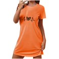 thumbnail image 1 of Rbaofujie Peignoirs pour Femmes Nuisette Courte Surdimensionnée pour Femmes Imprimée à Col Rond et Manches Courtes Robe Pyjama d'Halloween pour Femmes, 1 of 6