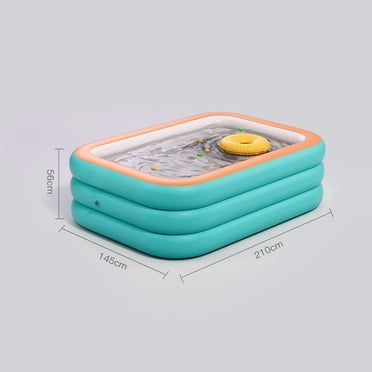 Thickened Foldable Inflatable Swimming Pool with Awning Slide - 2.1m 3-Layer Design for Kids and Adults, Backyard Family Fun, Easy Setup & Storage, Single Pool for Summer Cooling and Play