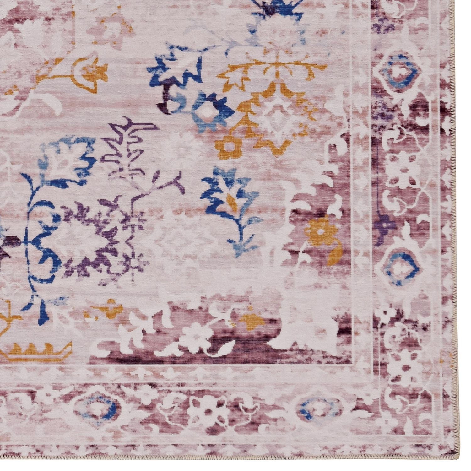 Tapis d'appoint lavable Micah 2 pi x 3 pi ivoire et or