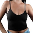 thumbnail image 1 of Timegard Cropped Camisole Tank Tops for Women V Neck Spaghetti Strap Shirts Sleeveless Solid Color Top, 1 of 6