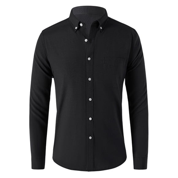 NaWent Men's Dress Shirt Clearances Regular Fit Cotton Solid Color Casual Textile Long Sleeved Shirt