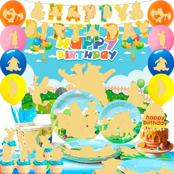 Fournitures pour Fête d'Anniversaire, Ensemble de 112 Pcs de Décorations de Fête - Nappe, Ballons, Toile de Fond, Etc., Décorations de Fête d'Anniversaire