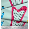thumbnail image 2 of Soimoi Green Poly Georgette Fabric Guitar & Xylophone Musical Instrument Print Sewing Fabric Yard 42 Inch Wide, 2 of 3