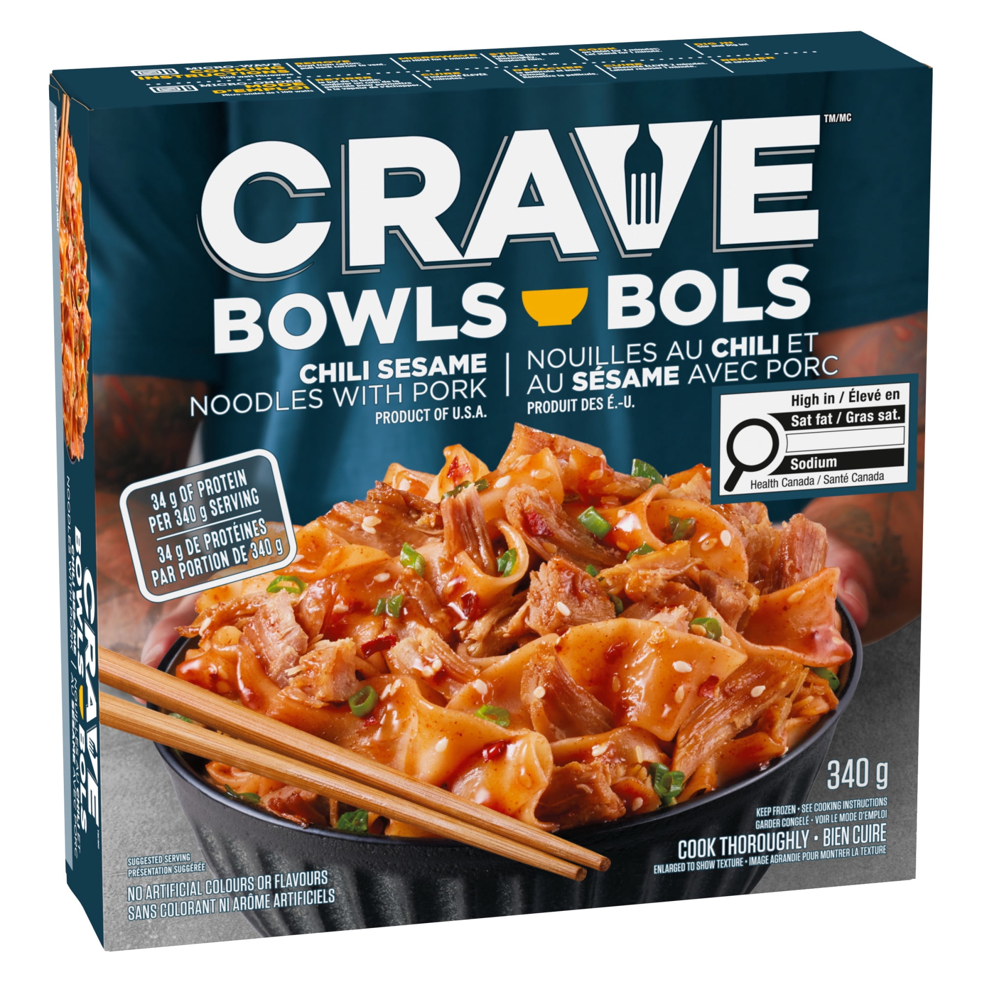 CRAVE Chili Sesame Noodles with Pork Noodle Bowl, 340 g Box, CRAVE CHILI SESAME NOODLES W/PORK