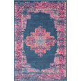 thumbnail image 1 of homeroots home decor 385310 4’ x 6’ Blue and Pink Medallion Area Rug, 1 of 1