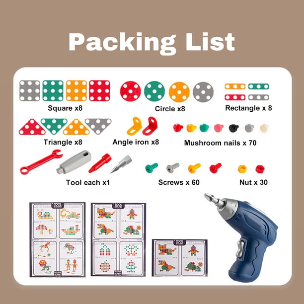 yingyy Ensemble d'Outils pour Enfants 16 Pcs avec Perceuse Jouet Électrique Ensemble d'Outils Jouet de Construction Cadeau pour Enfants
