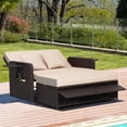 thumbnail image 4 of Costway Patio Rattan Daybed Lounge Retractable Top Canopy Side Tables Cushions Beige, 4 of 10