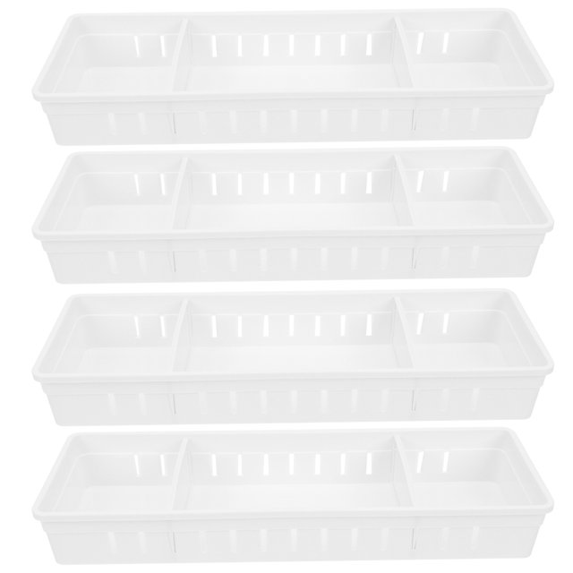 Boîtes de Rangement Tiroirs Organisation de Cuisine Blanc 4 Pcs 13.8x4.7in