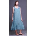thumbnail image 4 of Bimba Chemises de Nuit en Coton Bleu Clair3 à Pois Papillon et Imprimées pour Femmes, Robe Sans Manches, Tenue de Nuit, Robe Maxi, Petit, 4 of 6