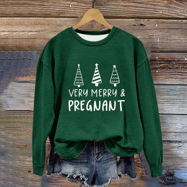 EGNMCR Chandail en Molleton de Noël pour Femmes Col Rond Imprimé Ample Chandail à Manches Longues Sans Capuche