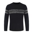 thumbnail image 1 of EGNMCR Mens Sweater And Winter New Round Neck Color Matching Personality Trend Men's Striped Sweater, 1 of 4