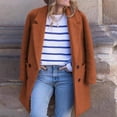 thumbnail image 1 of WRKEKC Women's Wool Blend Coat Notched Lapel Button Front Functional Pockets Fall Winter Office Wear Plus Size Available Yellow M, 1 of 7