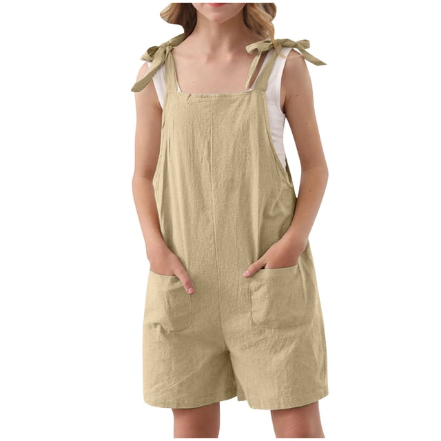 Birdeem Combishort d'Été Sans Manches pour Filles, Bretelles Spaghetti, avec Poches