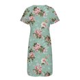 thumbnail image 4 of Ovzne Robes pour Femmes Robe d'Été pour Femme Couleur Unie Ample Décontractée à la Mode Imprimée à Manches Courtes à Col en V Robe Mi-Mollet à Manches Courtes à Col en V Robe de Vacances à Manches Courtes Imprimé, 4 of 5