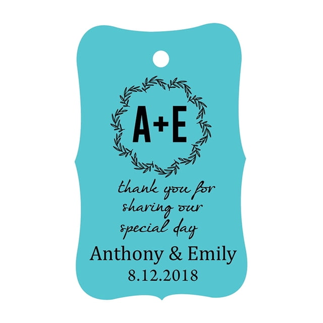 100 PCS Thank You for sharing our special day Custom Made Hang Tags Personalized Wedding Favor Gift Paper Tags