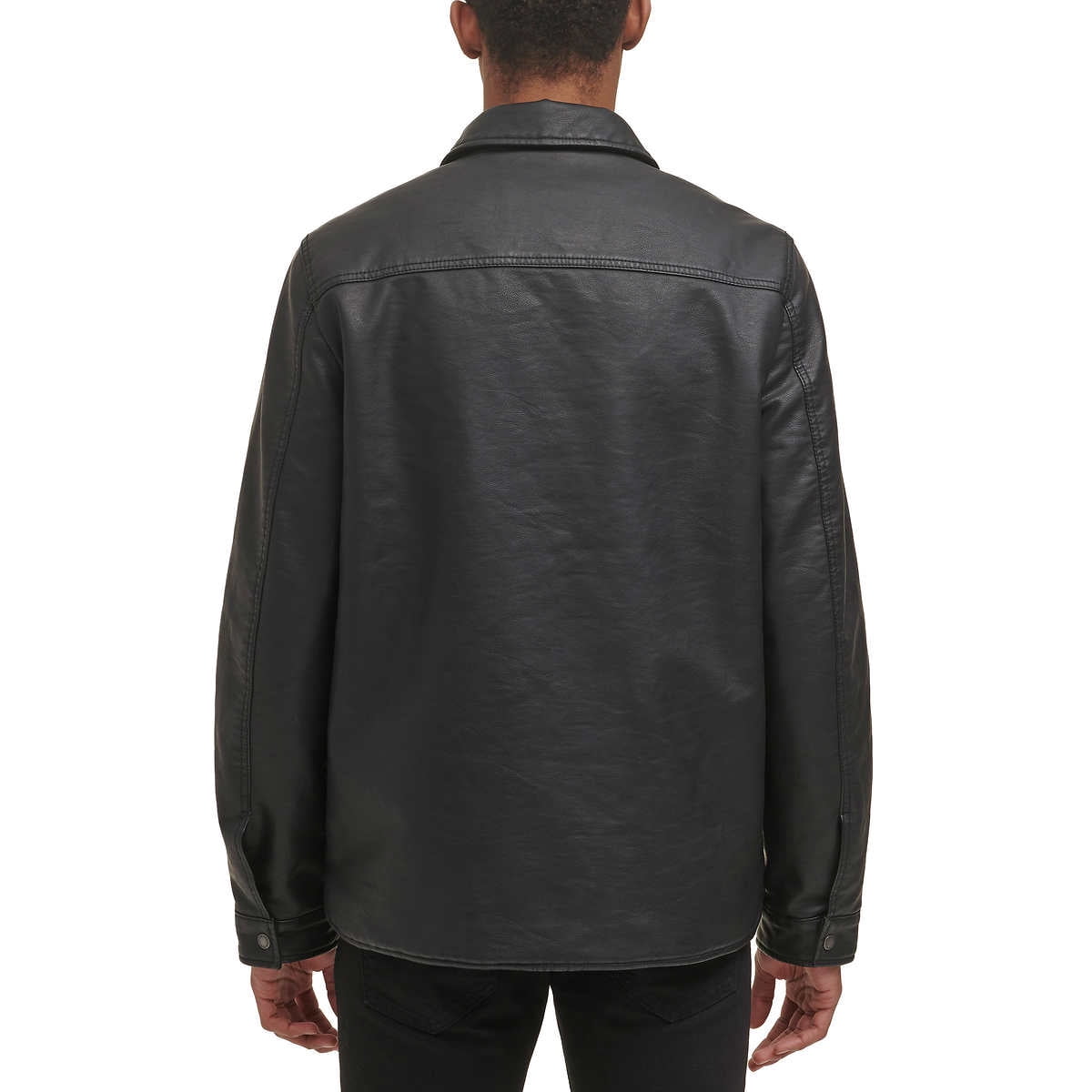 Levi's Men's Full Fleece Lining Faux Leather Jacket, Black, Large