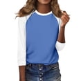 thumbnail image 4 of UPPADA Chandails à Manches 3/4 pour Femmes Mode Tendance Hauts Décontractés Col Rond Chandail Ample Confortable Doux Blouses Grande Taille Coupe Ample T-Shirts Décontractés Vêtements au Coude Chandails à Manches 3/4 pour Femmes Économie, 4 of 7