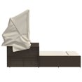 thumbnail image 3 of vidaXL Double Sun Lounger with Canopy and Cushions Brown Poly Rattan, 3 of 5