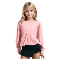 thumbnail image 2 of Plebaso Girls Workout Tops Long/Short Sleeve Open Back Shirts Kids Athletic Running Cropped Tees Tops, 2 of 7