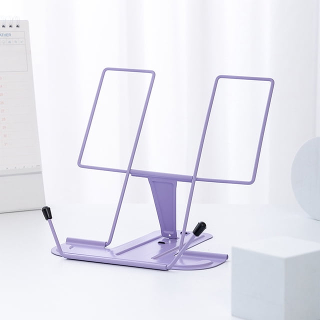 Uscallm Portable Book Stand for Reading Foldable Metal Music Score Stand Adjustable Desktop Book Holder for Cookbooks Tablets Sheet Music