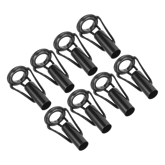 Unique Bargains Kit de Réparation d'Embout de Canne à Pêche en Acier Inoxydable 5,5 mm, Guide d'Anneau de Perche, Remplacement, Noir, Lot de 8