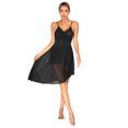 thumbnail image 3 of Oyolan Robe de Danse Ballet à Sequins pour Femmes Bretelles Spaghetti Col en V Ourlet Haut Bas Lyrique Noir G, 3 of 7
