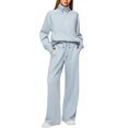 thumbnail image 1 of Women's Fall Matching Set - Half Zip Sweatshirt & Wide Leg Sweatpants - Casual Oversized Outfit S-XXL, 1 of 2