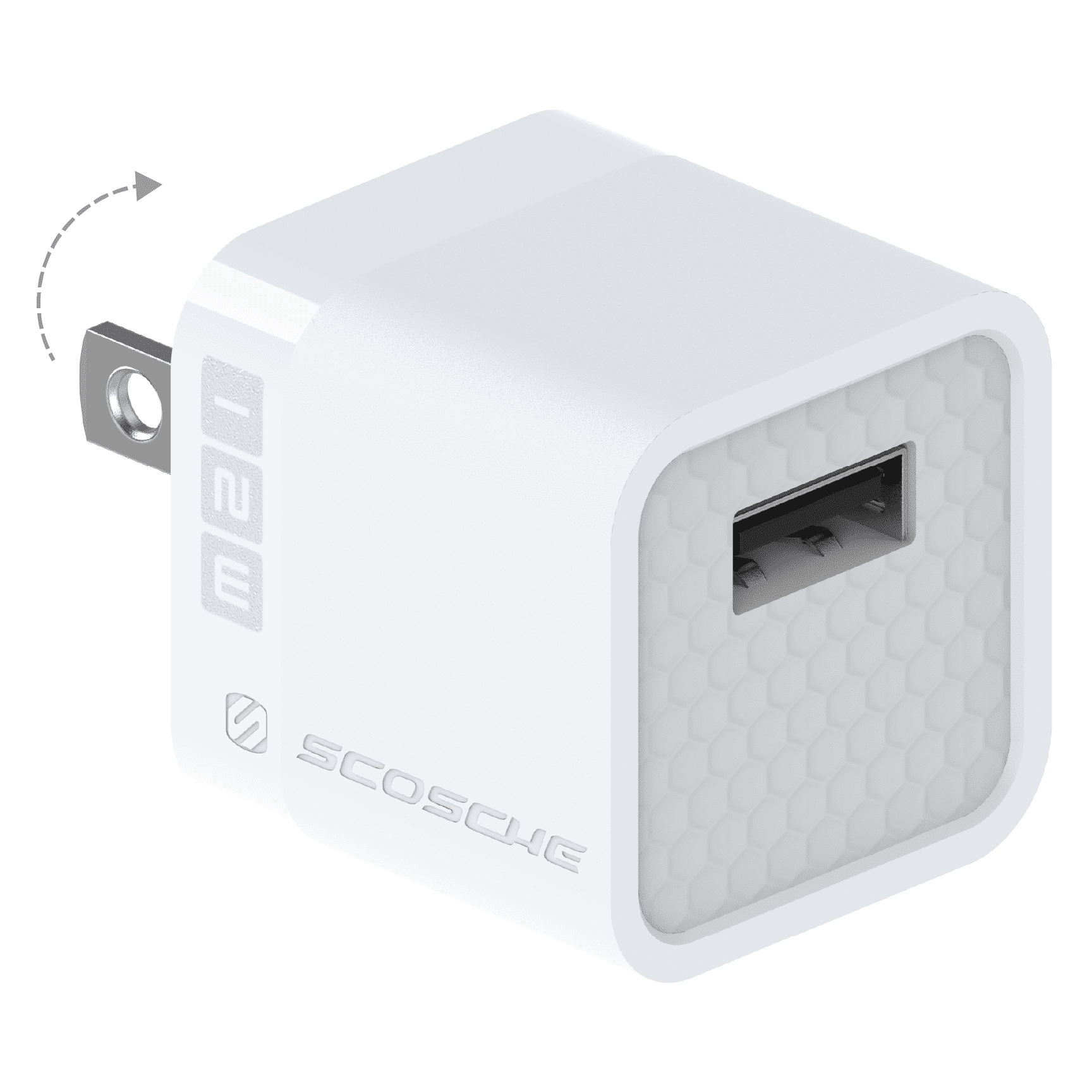 Scosche SHA12WT-RP SuperCube 12W Single USB Port Portable Wall Charger Adapter for USB Devices – White