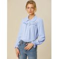 thumbnail image 3 of INSPIRE CHIC Women's Button Down Long Sleeve Cuff Ruffle Detail Blouse Shirt Tops, 3 of 4