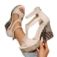 thumbnail image 4 of Casual Wedge Sandals for Women Back Zipper Open Toe Solid Color Plus Size Outdoor Shoes 1 Pair, 4 of 9