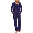 thumbnail image 2 of Timegard Ensembles de Pyjamas pour Femmes Confortables, Haut à Manches Longues Froncé à Col Rond et Pantalon, Tenues de Pyjama Amples pour l'Automne, 2 of 5