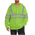 thumbnail image 1 of LNWUY Cardigan à Capuche pour Homme à Fermeture Éclair à Manches Longues avec Bandes Réfléchissantes pour l'Assainissement, Veste de Survêtement, Manteau, Veste de Travail Décontractée, Vert G, 1 of 6