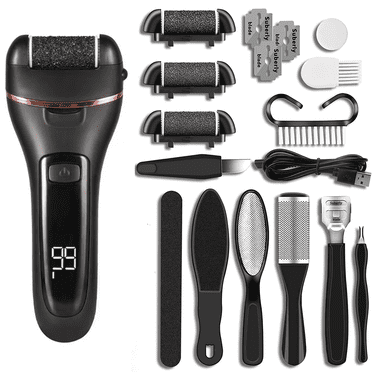 Appareil Électrique pour Enlever les Callosités??Trousse de Pédicure Rechargeable pour Frotter les Pieds contre les Talons Fissurés et la Peau Morte