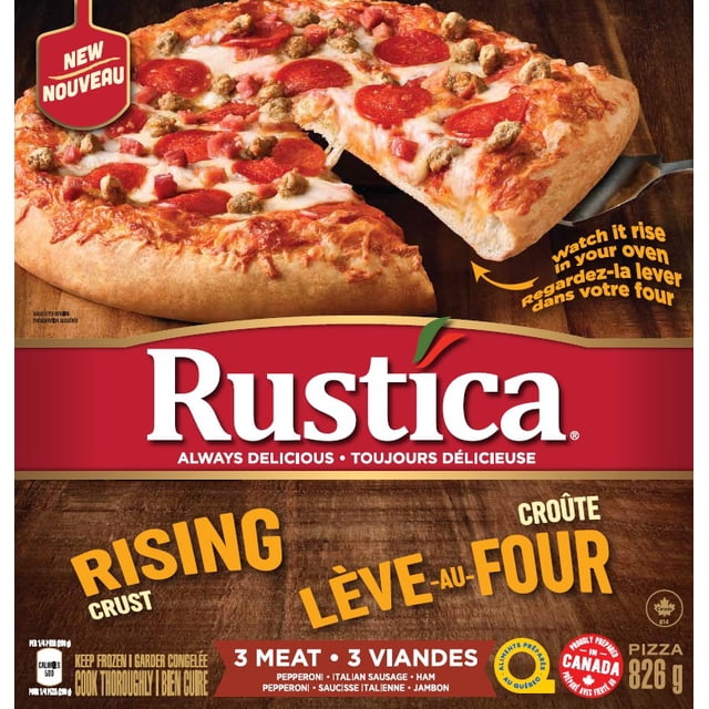 Rustica Lève-au-four Pizza 3 Viandes 826 G Congelee Rustica Pizza Lève-au-four 3 Viandes