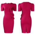 thumbnail image 2 of Womens Elegance Audrey Hepburn Style Ruched 3D Flower Short Sleeve Pencil Dress, 2 of 8