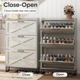 thumbnail image 2 of Vabches Shoe Storage Cabinet with 3 Flip Drawers & Metal Legs for Entryway, Narrow Shoe Rack Cabinet, Beige, 2 of 7