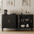 thumbnail image 3 of GIKPAL Sideboards and Buffets, Accent Cabinet with Tambour Sliding Doors, Adjustable Shelf for Kitchen Storage, Storage Cabinet for Dining Living Room, Entryway, Black, 3 of 9