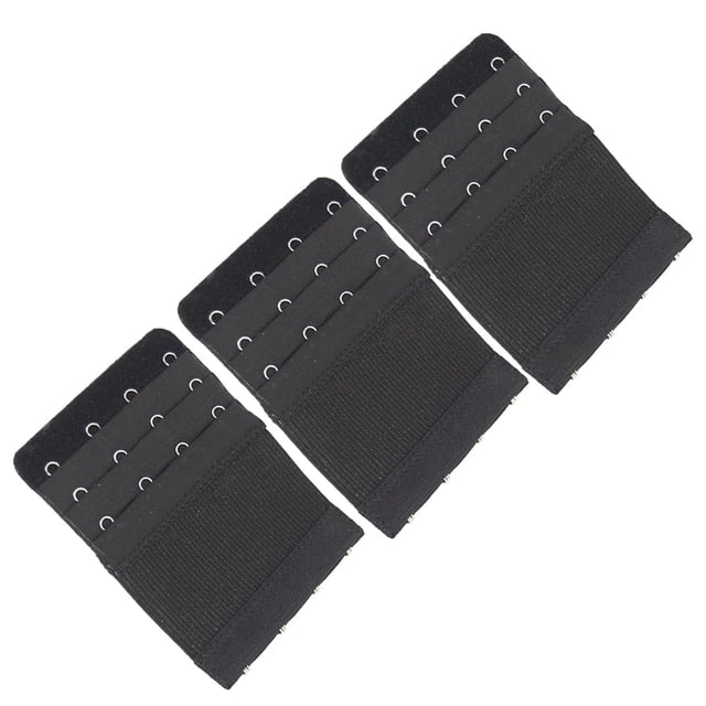 AMERTEER Stretch Elastic Bra Extender 4-Hook Black (3-Pack)