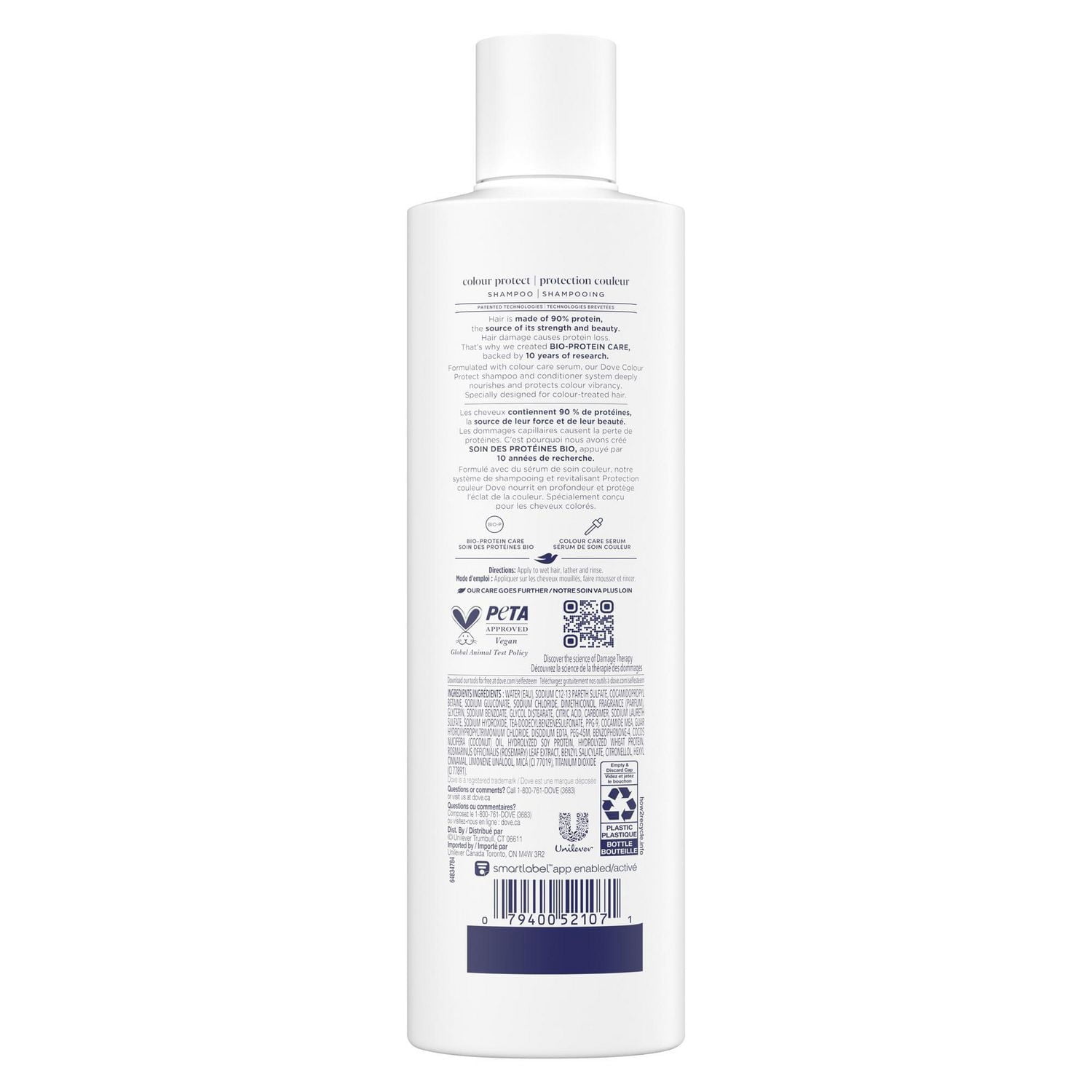 Dove Shampooing Protection Couleur Soin des Protéines Bio + Sérum de Soin Couleur, 355 ml
