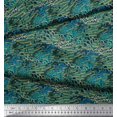 thumbnail image 3 of Soimoi Blue Poly Georgette Fabric Peacock & Fish Animal Skin Printed Fabric 1 Yard 52 Inch Wide, 3 of 3