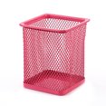 thumbnail image 3 of kurtrusly Mesh Metal Pen Holder Pot Smooth Edge Fashion Table Container Eraser Ruler Caddy Desk Stationery Holders Organizer Office Square/Rose red, 3 of 8