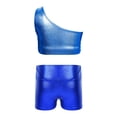 thumbnail image 3 of Oyolan Big Girls Gymnastic Workout Set 2PCS Crop Tops with Shorts 4-16 Years Sequins Dance Outfit Royal Blue 10, 3 of 7