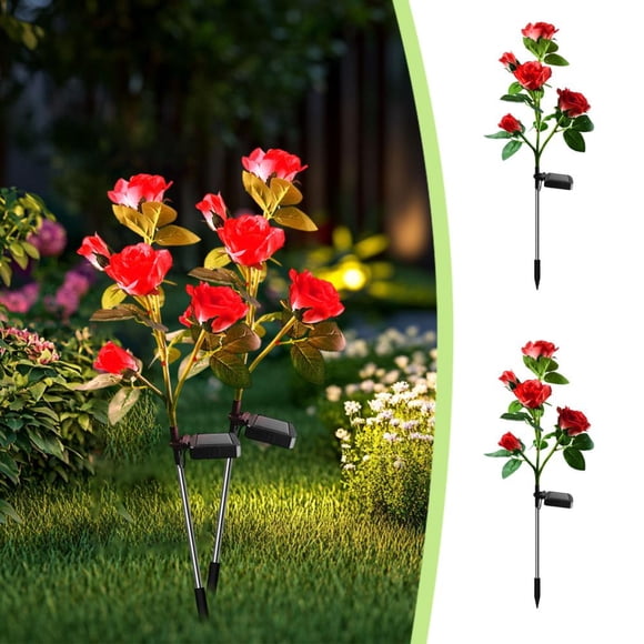 Feltree Lumières à Fleurs de Rose à 5 Têtes à Énergie Solaire pour Jardin Extérieur, Patio, Pelouse - Prise de Sol Décorative Imperméable Décoration de Vacances et de Fête
