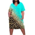 thumbnail image 2 of Jusqu'à 65 % de Rabais! Robes d'Été Mode pour Femmes 2024 Robe Grande Taille pour Col en V Robes d'Été Décontractées Poche Genou Manches Courtes avec Poches, 2 of 5