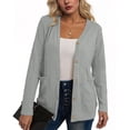 thumbnail image 2 of HAiming Womens Knit Cardigan Long Sleeve Button down V Neck Solid Color Lightweight Sweaters with Pockets, 2 of 4