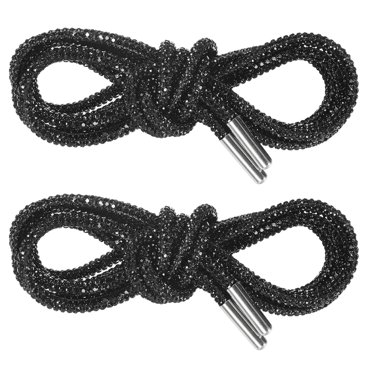 Uxcell 1-Pair Rhinestone Shoelaces 55" Crystal Cords for Sneakers Black